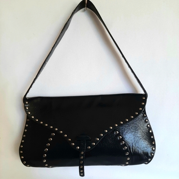 Celine Handbags - CELINE Crackled Leather Studded Poulbot Bag